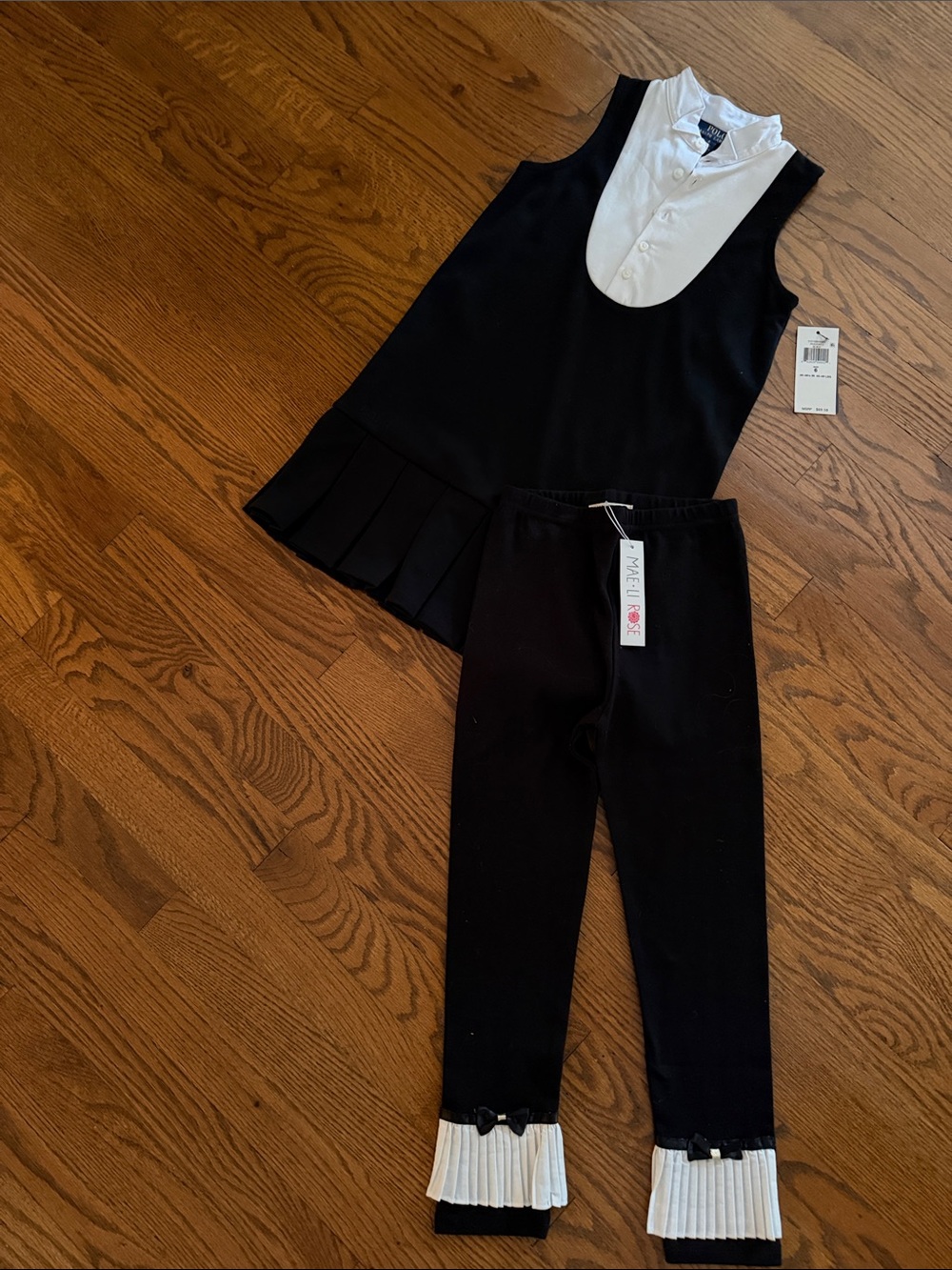 Polo by Ralph Lauren Black & White Girls Dressy Tunic size 6 Leggings 8 mayor